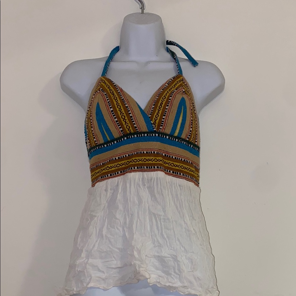 Boho Halter Top with Tribal Print